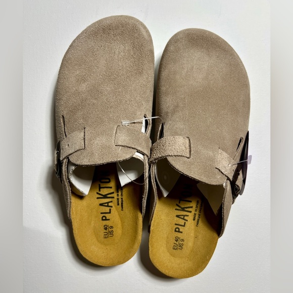 Plakton Shoes - Plakton Blogey Suede Clogs in Piedra (Stone) US Women’s 9 EU 40